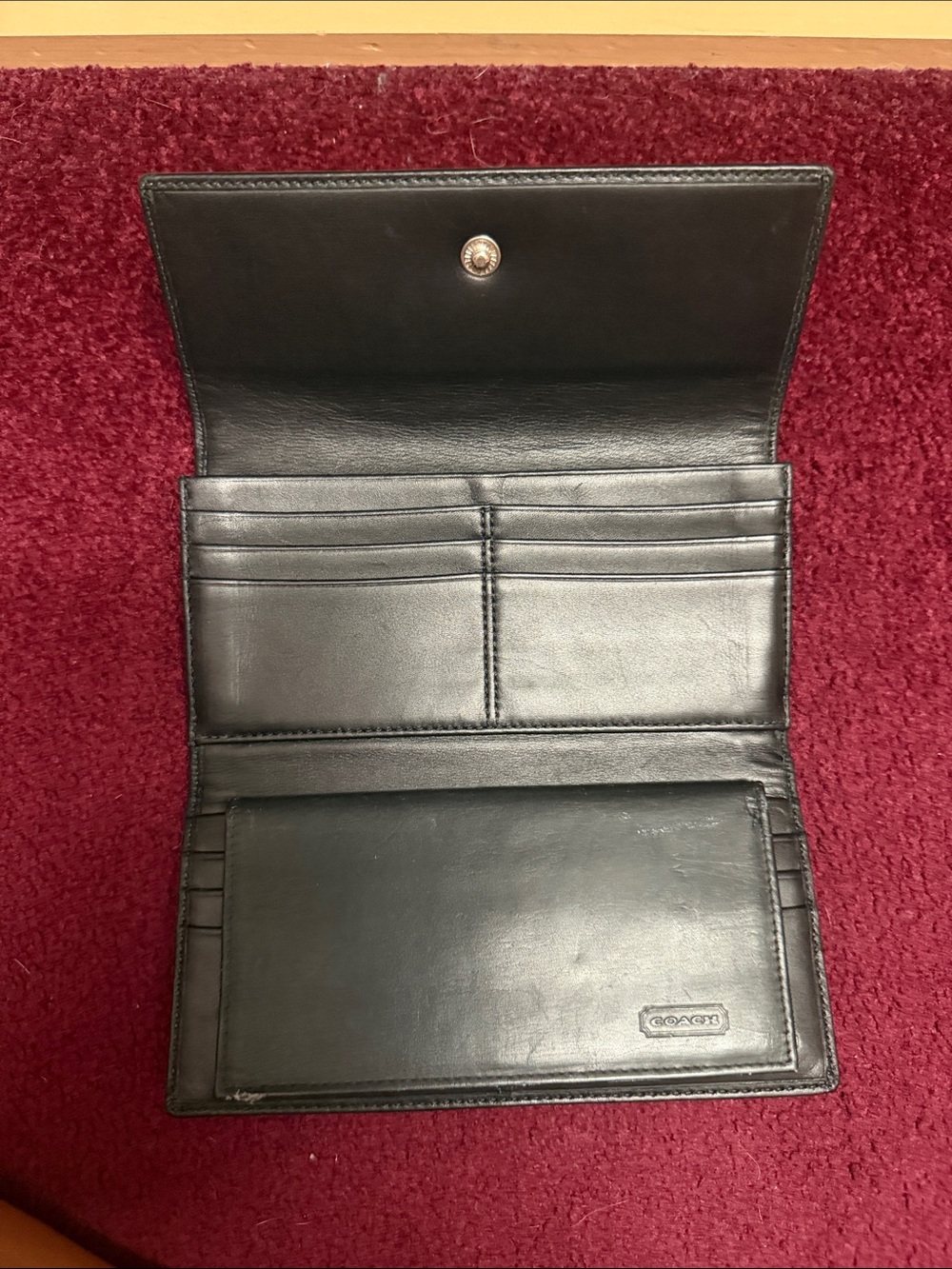 Coach Black and Cream Signature Foldover Wallet - Picture 2 of 5